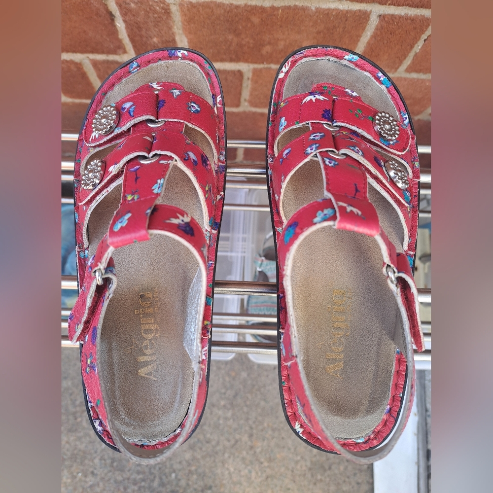 Red Floral Sandals with Straps